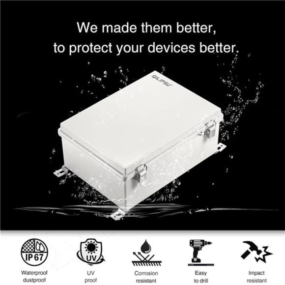 Waterproof Junction Box, IP67 ABS Plastic Electrical Enclosure (11.2"x7.7"x5.1") - Picture 2 of 6